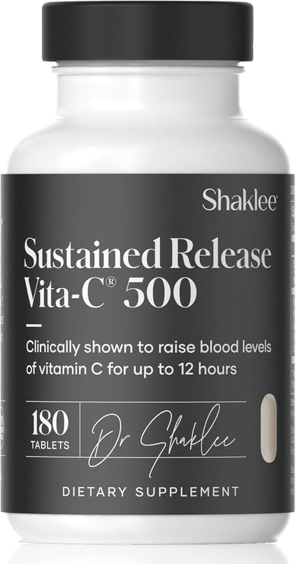 Shaklee - Sustained Release Vita-C® 500mg - High-Potency Cellular and Immune Support Formula with Proprietary Sustained-Release System - includes Rose Hips and Bioflavonoid Blend - 180 Tablets