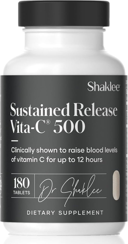Shaklee - Sustained Release Vita-C® 500mg - High-Potency Cellular and Immune Support Formula with Proprietary Sustained-Release System - includes Rose Hips and Bioflavonoid Blend - 180 Tablets