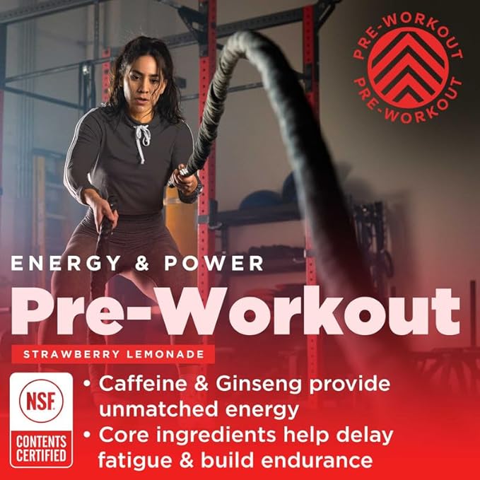 Gnarly Nutrition Natural Pre-Workout Powder - Endurance & Recovery, NSF Sport Certified, Vegan Pre Workout Wellness, Sports Nutrition - Strawberry Lemonade, Caffeine 14.82oz