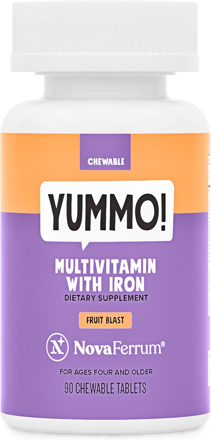 NovaFerrum Yummo | Kids Chewable Multivitamin with Iron | 18mg of Iron | Sugar Free | 90 Servings |Fruit Flavor |Immune Support