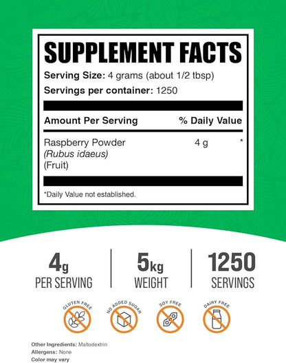 BulkSupplements.com Raspberry Powder - Antioxidant Powder - Dried Raspberries Powder - Raspberry Fruit Powder - Raspberry Flavoring Powder - Dried Fruits Powder (5 Kilograms - 11 lbs)