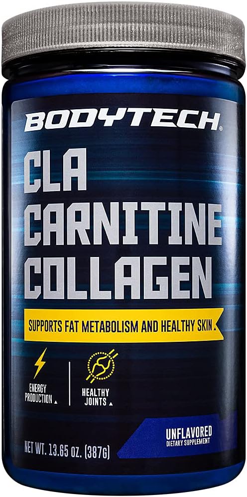 BodyTech CLA Carnitine Collagen - Supports Fat Metabolism & Healthy Skin - Unflavored (13.65 oz. / 30 Servings)