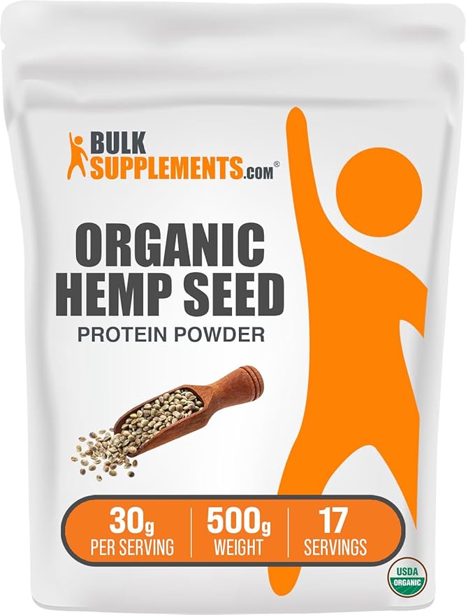 BulkSupplements.com Organic Hemp Seed Powder - Vegan Protein Powder - Unsweetened Protein Powder - Superfood Protein Powder (500 Grams - 1.1 lbs)