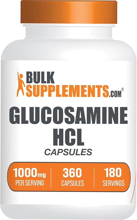 BulkSupplements.com Glucosamine HCl Capsules - Glucosamine 1000mg, Glucosamine Supplement, Glucosamine Capsules - Joint Supplements, Gluten Free, 2 Capsules per Serving, 360 Capsules