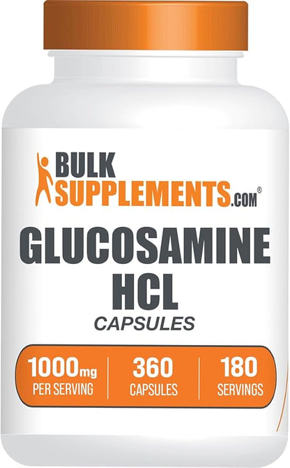 BulkSupplements.com Glucosamine HCl Capsules - Glucosamine 1000mg, Glucosamine Supplement, Glucosamine Capsules - Joint Supplements, Gluten Free, 2 Capsules per Serving, 360 Capsules