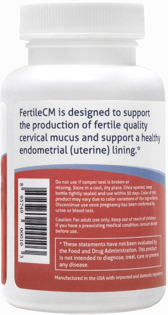 Fairhaven Health FertileCM Fertility Supplement for Women, Capsules - Fertile Cervical Mucus, Ovulation Cycle, Includes L-Arginine, N-Acetyl-Cysteine, Grape Seed Extract and Vitamin C - 90 Capsules