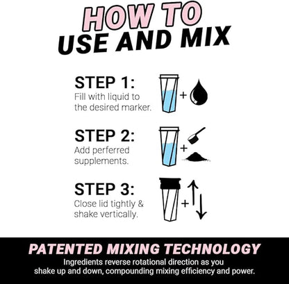 HELIMIX 1.5 Vortex Blender Shaker Bottle Holds Upto 20oz | No Blending Ball or Whisk | USA Made | Portable Pre Workout Whey Protein Drink Shaker Cup | Mixes Cocktails Smoothies Shakes | Top Rack Safe