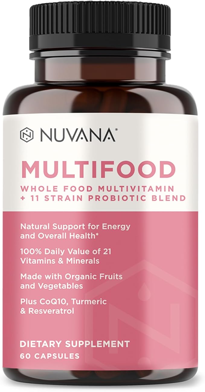 Multifood Whole Food Multivitamin for Women | 21 Organic Fruits & Vegtables | Tumeric Boosts Energy, Supports Gut & Immune Health | Prebiotics & Probiotics | 60 Capsules