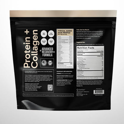 Protein + Collagen Powder | 23g Protein (Grass-Fed Whey + Collagen) | 3.7g BCAAs | Supports Muscle & Joint Health | Gluten & Soy Free | No Artificial Ingredients | 15 Sachets - Vanilla
