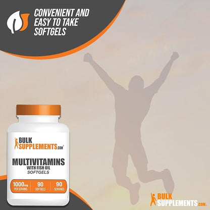 BulkSupplements.com Multivitamin Softgels - Daily Multivitamin, Multimineral Supplement, Multivitamin for Adults wit Fish Oil - Gluten Free, 1 Softgel per Serving, 90 Count (Pack of 1)