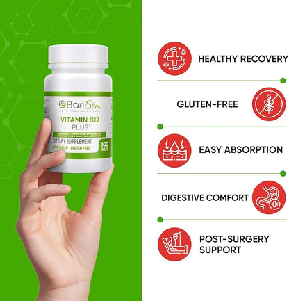 BariSlim Vitamin B12 Plus Tablets - Bariatric Formulated for Post Weight Loss Surgery, Including Gastric Bypass & Gastric Sleeve - Supports Energy Levels & Overall Health | Cherry Flavor