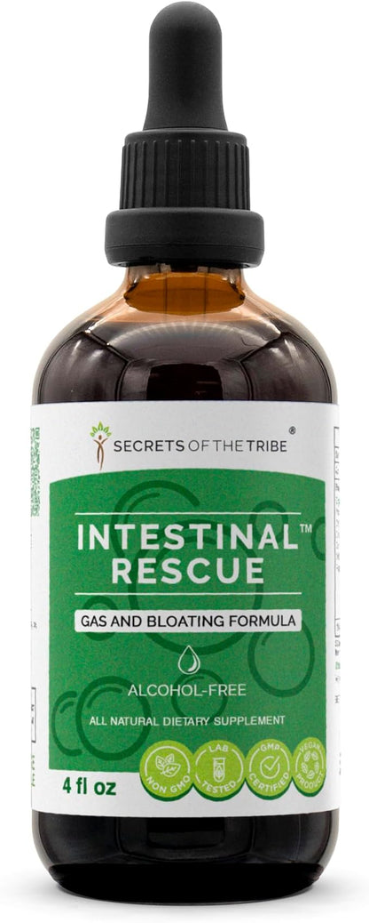 Secrets of the Tribe - Intestinal Rescue, Gas and Bloating Formula, Herbal Supplement Blend Drops Alcohol-Free Liquid Extract (4 fl oz)