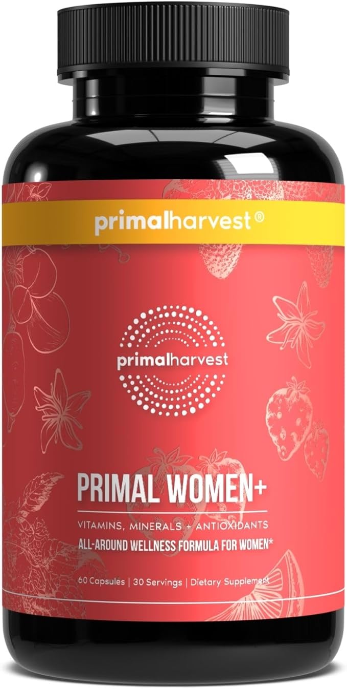 Primal Harvest Multivitamin for Women Vitamin A, Vitamin C, Vitamin D and E, Vitamin B12, B6, Biotin, Zinc Supplements, 30 Capsules (Womens 1 Pack)