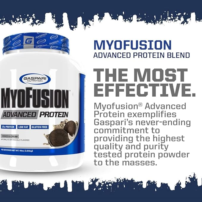 Gaspari Nutrition Myofusion Advanced Protein, Protein Blend with Whey Protein, Casein Protein and Isolate Protein, Low Fat and Gluten Free (Chocolate Peanut Butter Crunch, 2 Pound)
