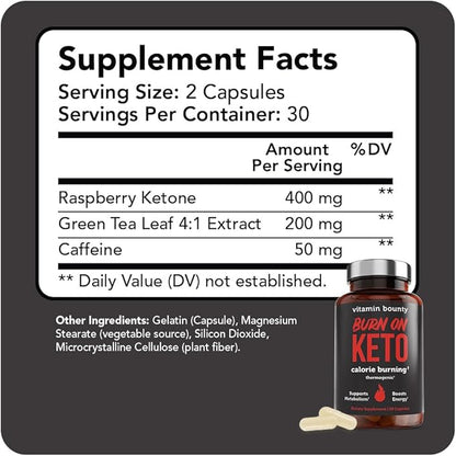 Vitamin Bounty Burn On Keto Multivitamin – Keto-Specific Nutritional Support with Magnesium, Potassium, and MCT for Energy, Cramp Relief, and Nutrient Optimization - 60 Capsules