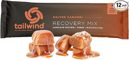 Tailwind Nutrition Recovery Mix, Complete Protein, Carbohydrates, and Electrolytes Powder Drink Mix for Post-Workout, Free of Gluten, Soy, and Dairy, Vegan, 12 Servings, Salted Caramel