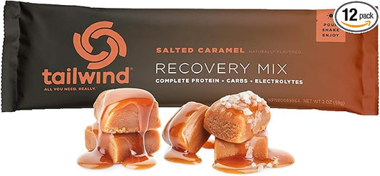Tailwind Nutrition Recovery Mix, Complete Protein, Carbohydrates, and Electrolytes Powder Drink Mix for Post-Workout, Free of Gluten, Soy, and Dairy, Vegan, 12 Servings, Salted Caramel