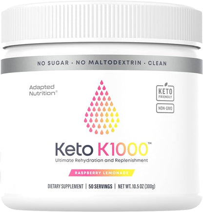 Hi-Lyte Keto K1000 Electrolyte Powder | Raspberry Lemon | Hydration Supplement Drink Mix | Boost Energy & Beat Leg Cramps | No Sugar, No Maltodextrin | 50 Servings