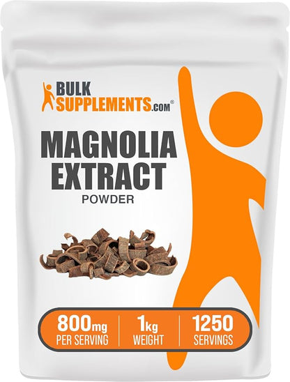 BulkSupplements.com Magnolia Bark Extract Powder - Magnolia Officinalis, Magnolia Bark Supplement, Magnolia Extract - Gluten Free, 800mg per Serving, 1kg (2.2 lbs) (Pack of 1)
