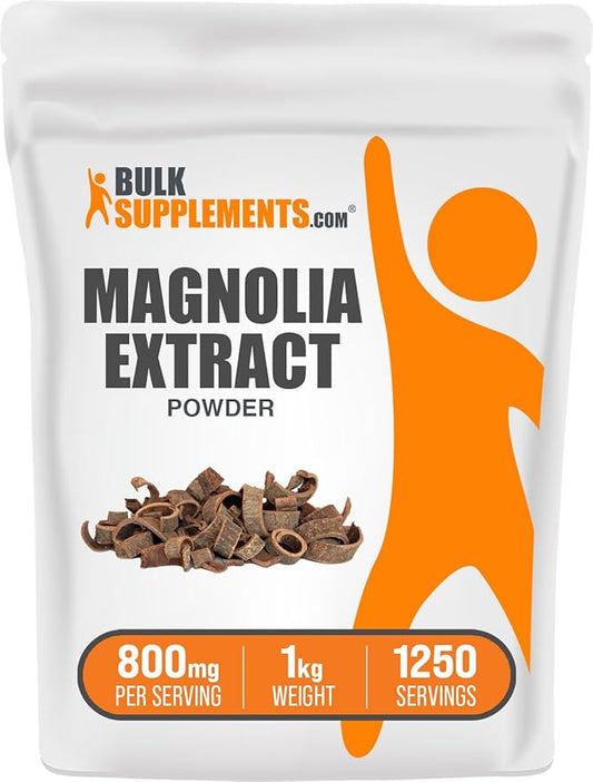 BulkSupplements.com Magnolia Bark Extract Powder - Magnolia Officinalis, Magnolia Bark Supplement, Magnolia Extract - Gluten Free, 800mg per Serving, 1kg (2.2 lbs) (Pack of 1)