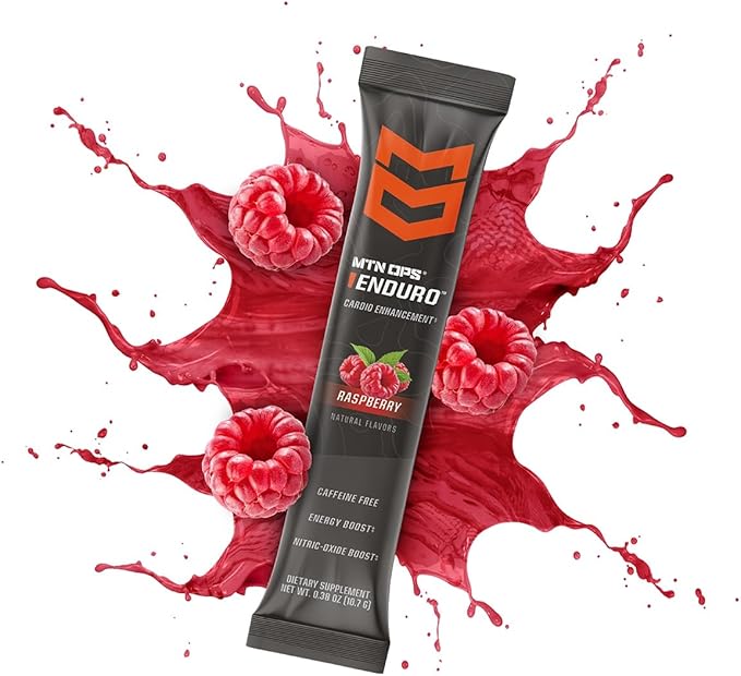 MTN OPS Enduro Trail Packs Nitric Oxide Stim Free Pre Workout | Magnesium Citrate, L Arginine & L Citrulline Caffeine Free Preworkout | 20 Serving Raspberry