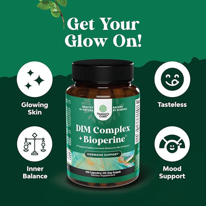 Extra Strength Diindolylmethane DIM Supplement - DIM Complex Men and Womens Hormone Balance Supplement with DIM SGS and Calcium D-Glucarate - Herbal DIM Supplement for Men and Women (60 SVG)