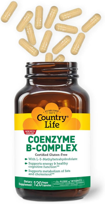Country Life, Coenzyme B-Complex Vitamin, Support Energy and Metabolism, Daily Supplement, 120 ct