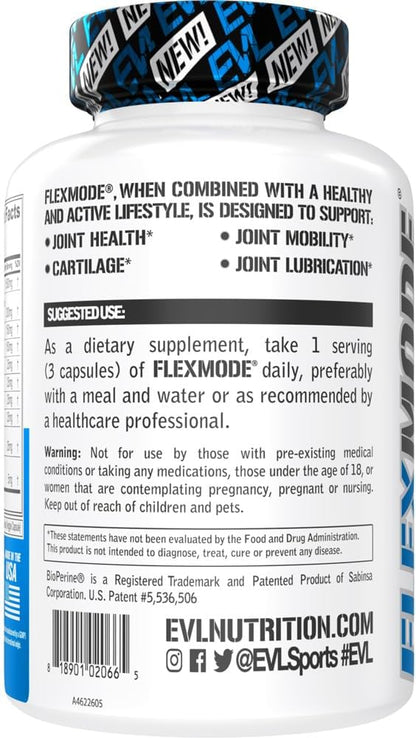 Evlution High Absorption Joint Support Supplement Nutrition FLEXMODE Joint Supplement with Advanced Joint Vitamins Including Glucosamine Chondroitin MSM Boswellia and Hyaluronic Acid - 30 Servings