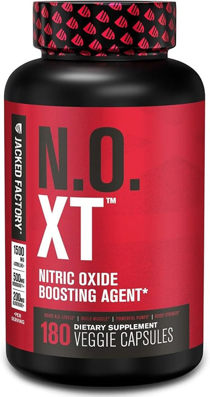 Jacked Factory N.O. XT Nitric Oxide Supplements for Men w/Nitrosigine L Arginine L Citrulline Supplement for Muscle Pumps & Vascularity - Pre Workout Nitric Oxide Booster & Muscle Builder - 180 Caps