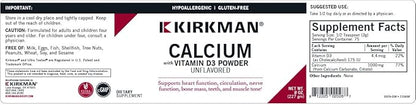 Kirkman - Calcium with Vitamin D3 Powder - 8 oz - Essential Minerals - Helps Maintain Strong Bones - Unflavored