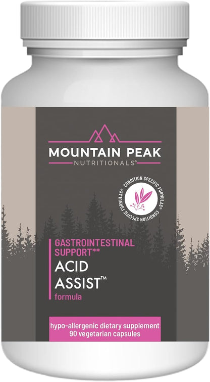 Mountain Peak Nutritionals Acid Assist Formula - Gastrointestinal Support Supplement - Helps with Symptoms of Occasional Heartburn & Stomach Acid - Hypoallergenic Dietary Supplement (90 Capsules)