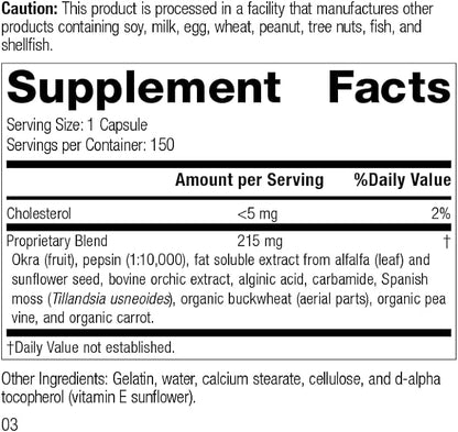 Standard Process Okra Pepsin E3 - Whole Food Digestion and Digestive Health, Cholesterol, Bowel and Bowel Cleanse with Pepsin, Alfalfa, Spanish Moss, Buckwheat and Okra - Gluten Free - 150 Capsules