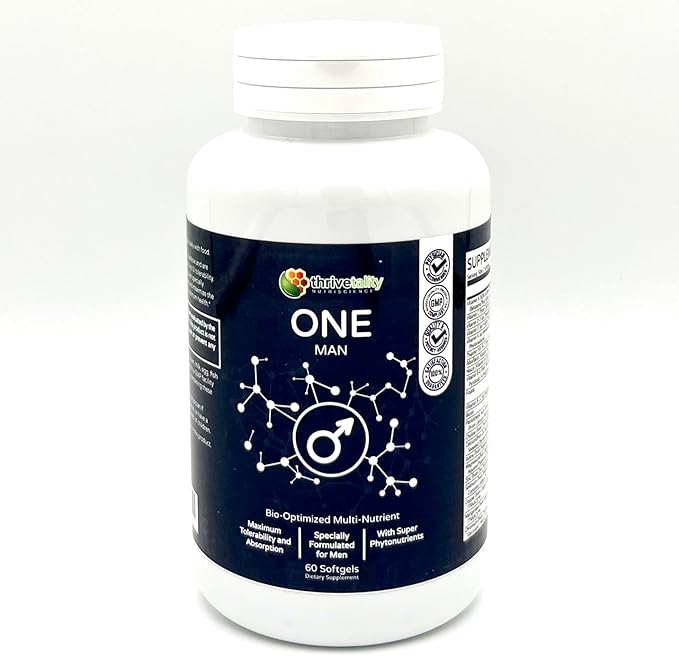ONE Man Bio-Optimized Multi-Nutrient by Thrivetality | Men's Multivitamin | #1 Physician Formulated | Clinically Proven | Max Tolerability & Absorption | Super Antioxidant Phytonutrients