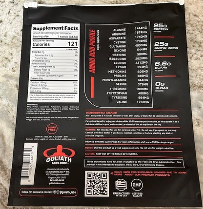 Goliath Labs 100% Whey Protein Powder Isolate/Blend | Fast-Absorbing Workout Supplements for Men and Women | 25g of Pure Protein and 5.5g of BCAAs | 5 lbs, 68 Servings (5 LB, Cookies n Cream)