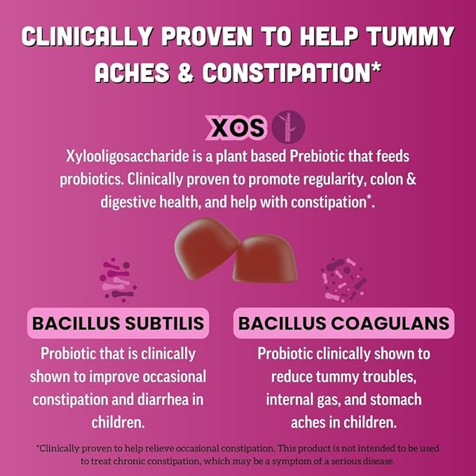 Llama Naturals Real Fruit Prebiotic & Probiotic Kids Gummies, No Added Sugar Cane, Children Digestion, Toddler Tummy Aches, Gut Health, 2B CFU, Mixed Berry, 120 ct (60-120 Days)