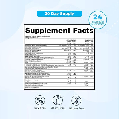 Multivitamin Day & Night Routine | Energy & Mental Clarity, Bones & Joints, Beauty, Restful Sleep | 30-Day Supply | Vitamins A, C, D, E, B-Complex | Magnesium, Biotin, Zinc, Botanicals, & Minerals