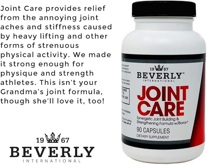 Beverly International Joint Care, 90 Capsules. All Over Joint Support. 3-Stage Collagen-Building Formula with Glucosamine, Chondroitin, MSM, Hyaluronic Acid. Increase Mobility with Less Discomfort.