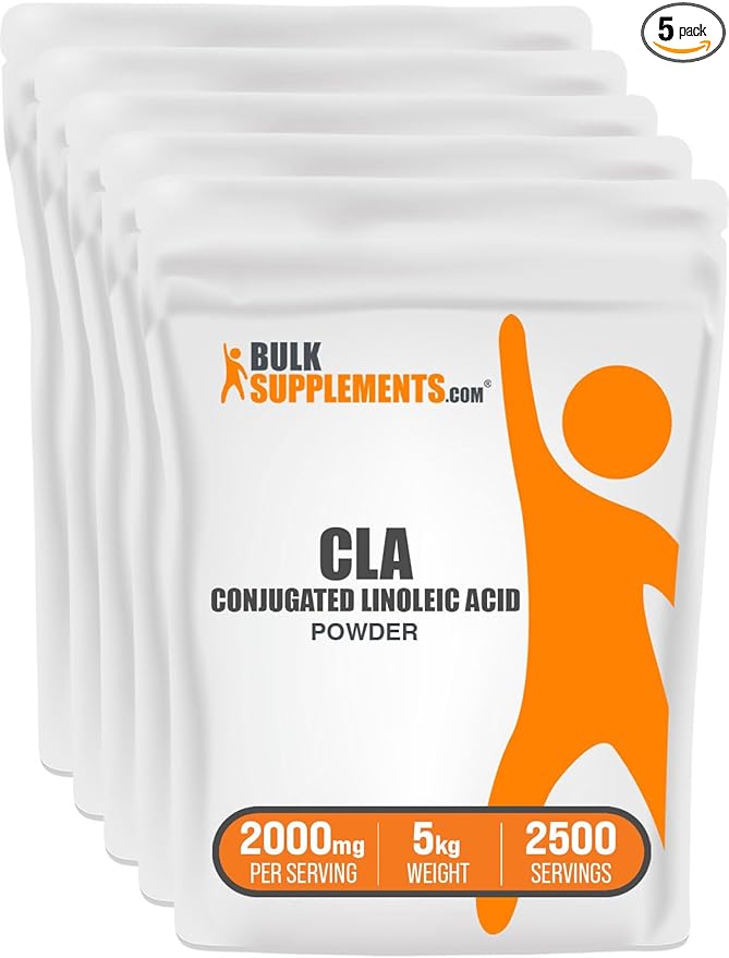 BulkSupplements.com Conjugated Linoleic Acid Powder - CLA Conjugated Linoleic Acid, CLA Supplements, CLA Powder - Gluten Free, 2000mg per Serving, 5kg (11 lbs) (Pack of 5)