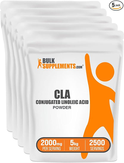 BulkSupplements.com Conjugated Linoleic Acid Powder - CLA Conjugated Linoleic Acid, CLA Supplements, CLA Powder - Gluten Free, 2000mg per Serving, 5kg (11 lbs) (Pack of 5)