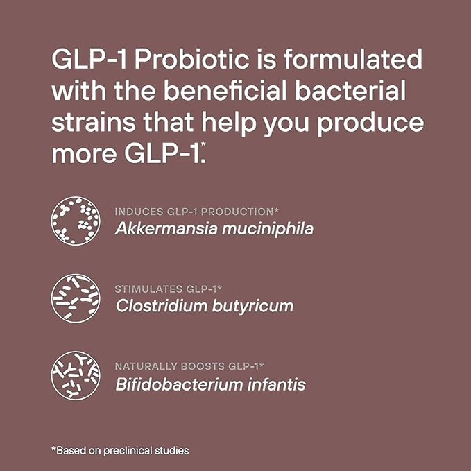 GLP-1 Probiotic 30 Capsules - 500M AFU Multi-Strain Probiotic + Prebiotic, Naturally Support GLP-1 Production & Curb Appetite, Delayed Release, Third-Party Tested, for Men & Women (1-Pack)