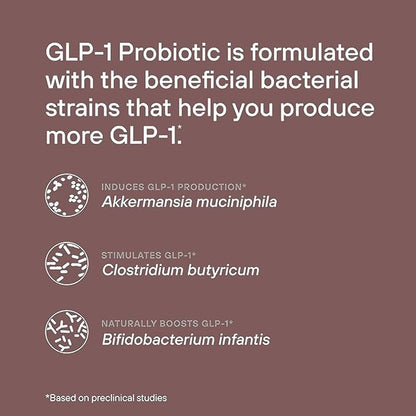 GLP-1 Probiotic 30 Capsules - 500M AFU Multi-Strain Probiotic + Prebiotic, Naturally Support GLP-1 Production & Curb Appetite, Delayed Release, Third-Party Tested, for Men & Women (1-Pack)