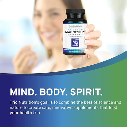 Trio Nutrition Magnesium Complex 90 Day Supply 420 mg | Calm, Relax, Stress Relief, and Muscle Recovery |Magnesium Glycinate Supplement with Vitamin B6 for Rapid Absorption*