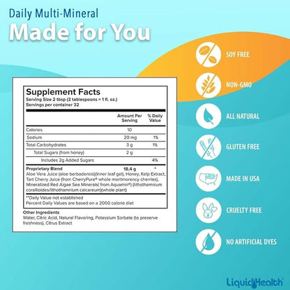 LIQUIDHEALTH Daily Multi Mineral Liquid Supplement with Fulvic Acid, Plant Based Ionic Aquamin Sea Trace Ocean Minerals - Immune Support, Energy, Gut Health, Detox - Vegetarian, Sugar-Free (2 Pack)