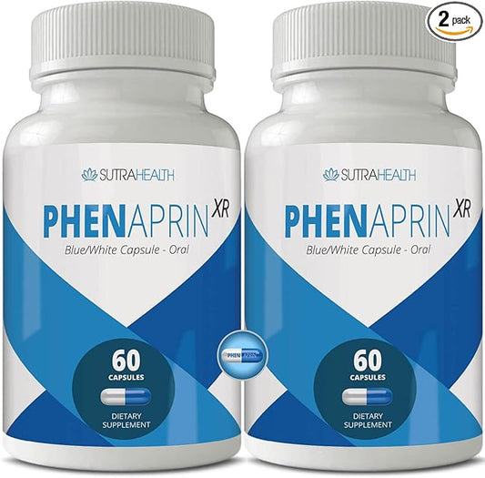 PhenAprin XR Maximum Strength Appetite Suppressant Diet Pills - 2-Pack, Metabolism Boosting, Weight Loss for Women and Men, 120 Blue/White Capsules