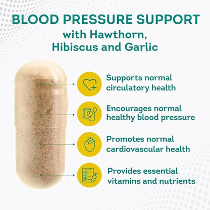 PurePremium Supplements Blood Pressure Supplements with Hawthorn Berry, Hibiscus - Nitric Oxide for Normal Blood Pressure Support w/Vitamin B12 - Garlic Supplements for Normal Nitric Oxide - 90 Caps