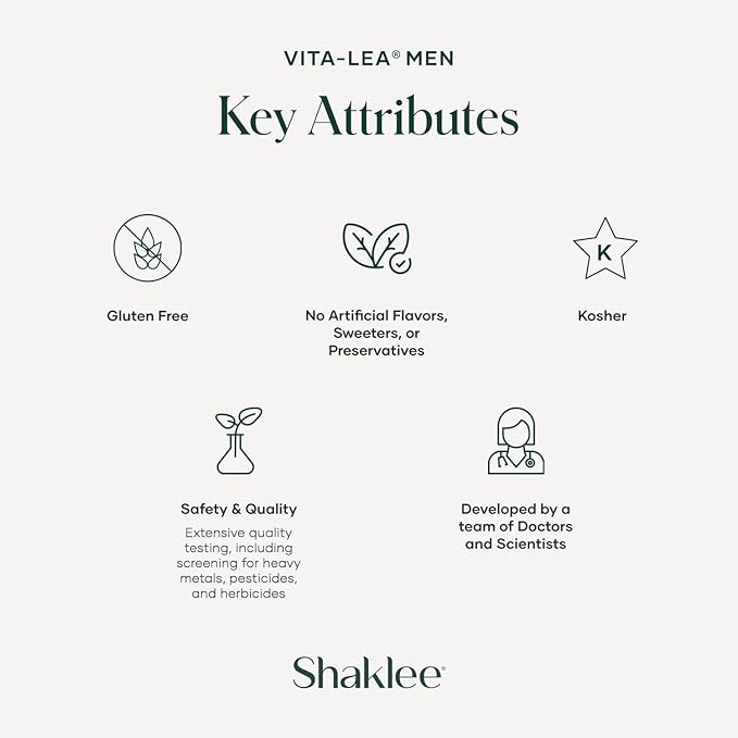 Shaklee - Vita-Lea® Men High Potency Multivitamin and Multimineral - Supports Heart, Immune, Bone, and Joint Health - Formulated for Men's Unique Needs - Includes Vitamin C, D, and E - 240 Tablets