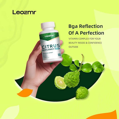 Organic Citrus Bergamot 1400mg, 120 Capsules - 25:1 Citrus Bergamia - Essential Oil and Citrus Bioflavonoids - Natural Heart Health Supplements for Women and Men - Non-GMO Pills