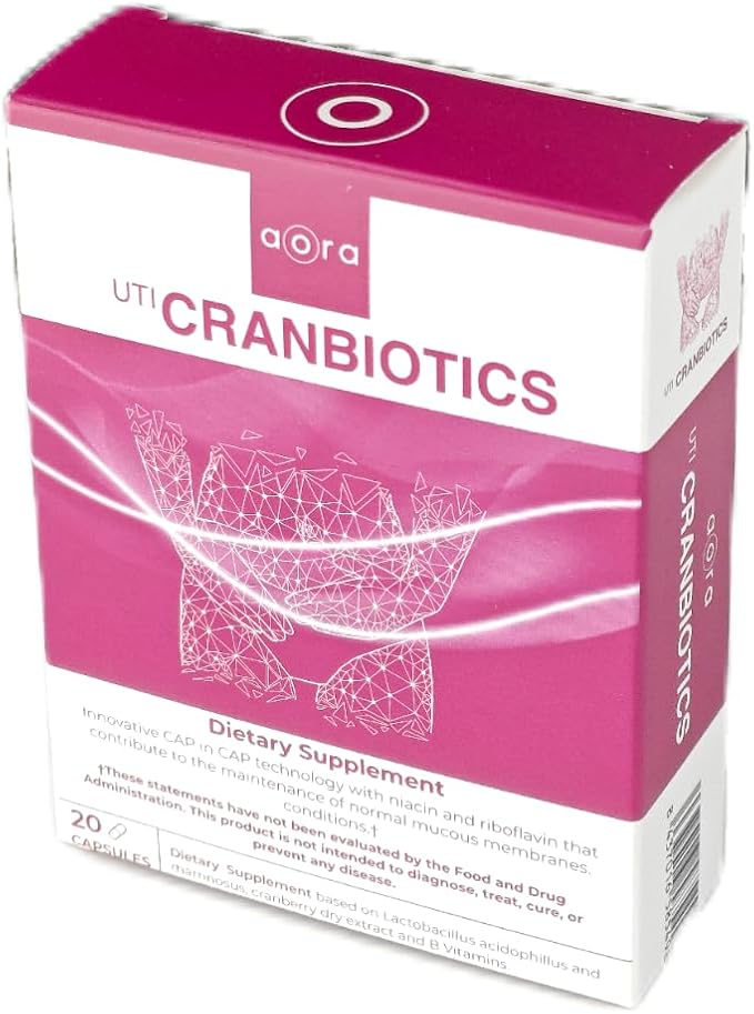 AORA UTI Cranbiotics | URO Probiotic for Women | Dual suppport | Urinary and Vaginal | Cranberry Pills | Vaginal Probiotic | Multivitamin for Women | Yeast Infection