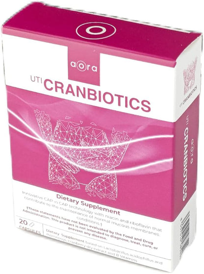 AORA UTI Cranbiotics | URO Probiotic for Women | Dual suppport | Urinary and Vaginal | Cranberry Pills | Vaginal Probiotic | Multivitamin for Women | Yeast Infection