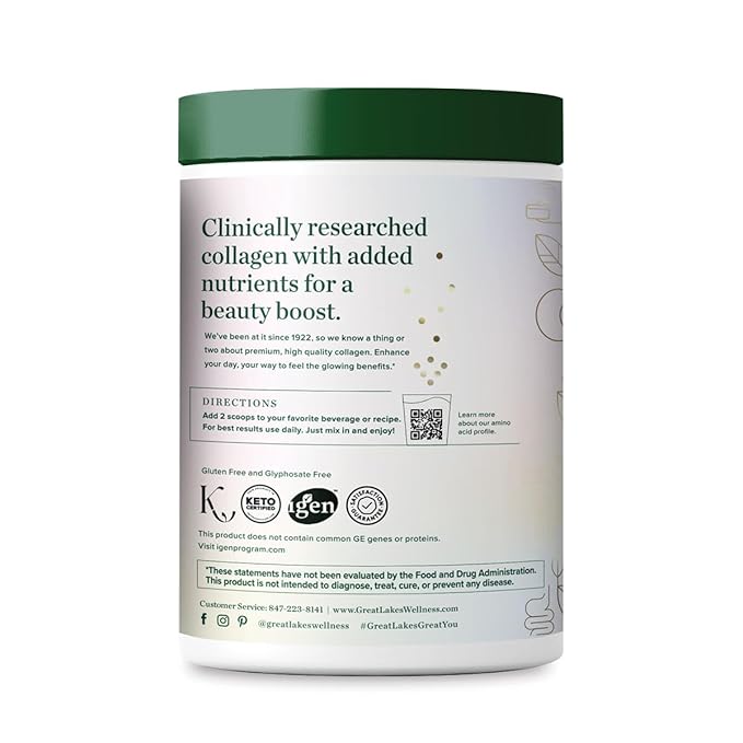 Great Lakes Wellness Beauty Boost Advanced Collagen Peptides - Hyaluronic Acid, Biotin, Vitamin C - Skin Elasticity & Hydration - Raspberry Lemonade - Non-GMO, Kosher, Keto - 8 oz - Packaging May Vary